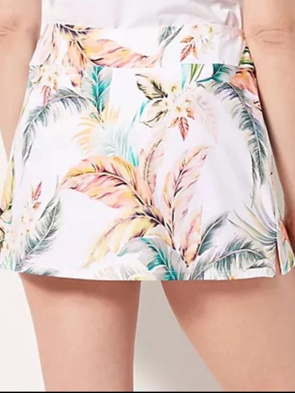 Janetzen Tropical Floral Teal and Coral A-Line over swim skirt - Picture 3 of 9